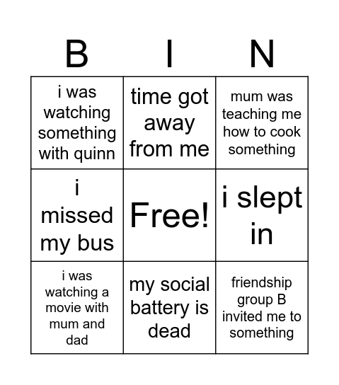 dexter late Bingo Card