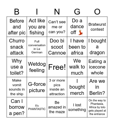 Phantasialand Foto Bingo Card