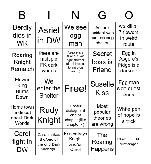 deltarune ch5 Bingo Card
