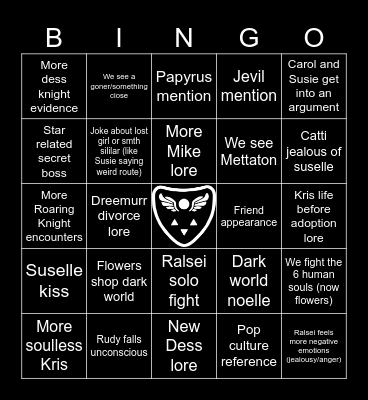 Deltarune Chapter 5 Bingo Card