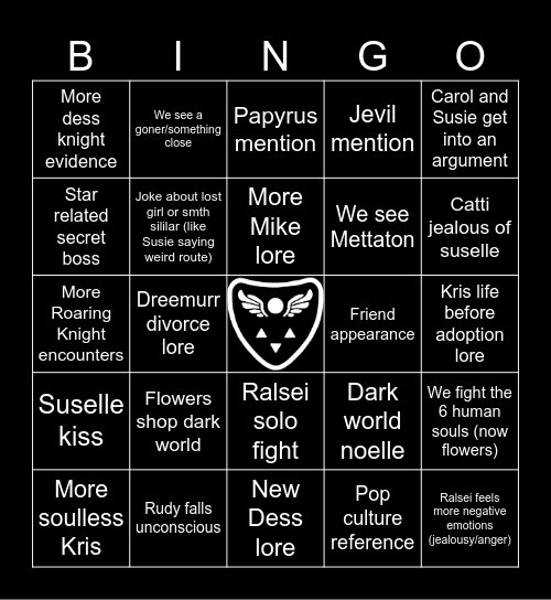 Deltarune Chapter 5 Bingo Card
