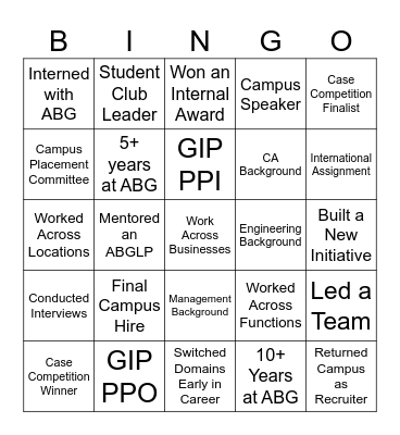ABG Bingo Card