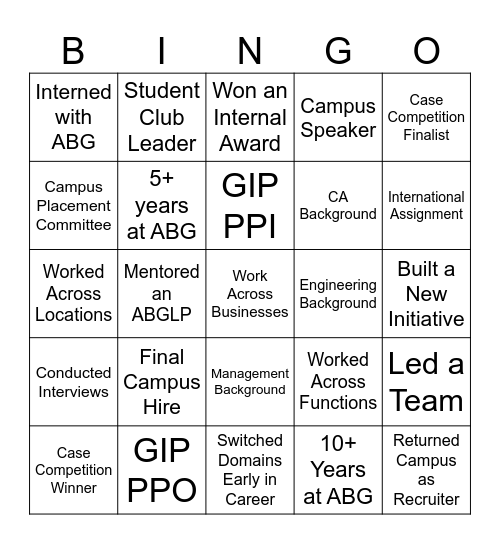 ABG Bingo Card