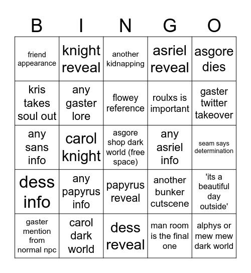 tricky toby bingo Card