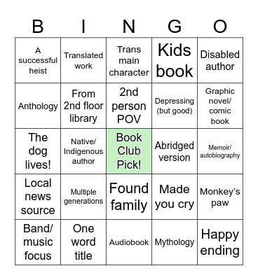 September DEI Book Club Bingo Card