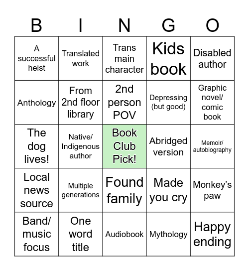 September DEI Book Club Bingo Card