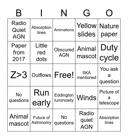 AGN XVI Bingo Card