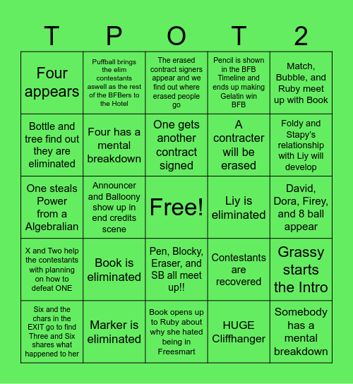 Tpot 23 Bingo Card