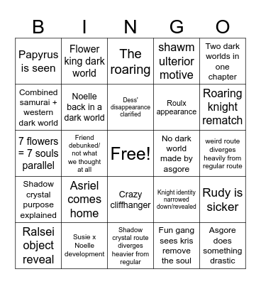 Deltarune c5 bingo Card