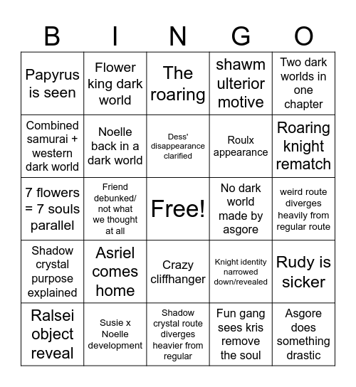 Deltarune c5 bingo Card