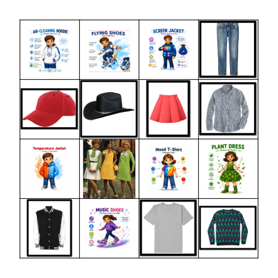 Clothes Bingo Card