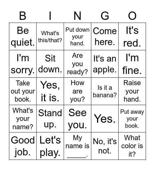 Grade 4 Sentences Bingo Card