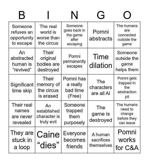 TADC Entire Series BINGO card Bingo Card