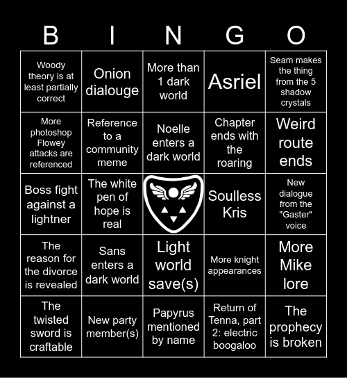Deltarune Chapter 5 Bingo Card