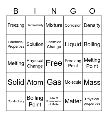 Matter Bingo Card