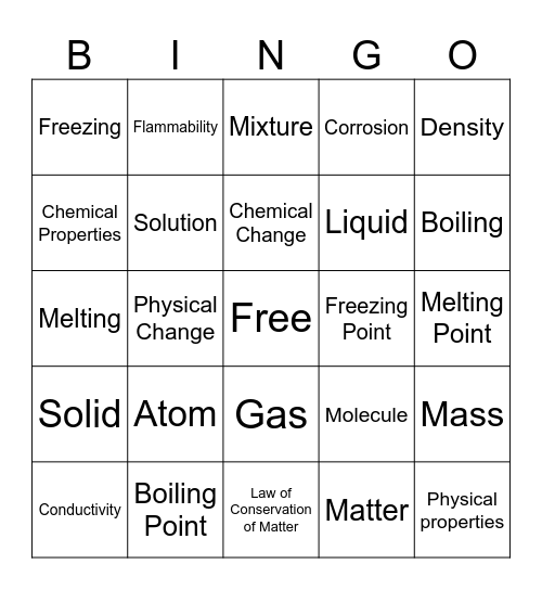 Matter Bingo Card