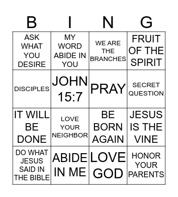 THE PRAYER OF FAITH Bingo Card