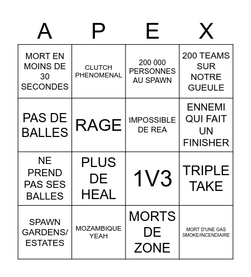 APEX LEGENDS BINGO Card