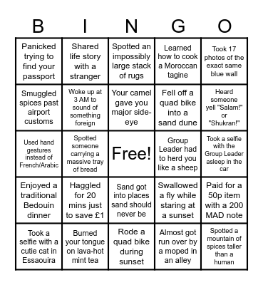 WeRoad with Reine - Bingo Morocco Express Bingo Card