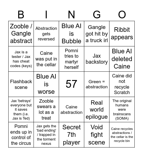 TADC Episode 9 Bingo Card