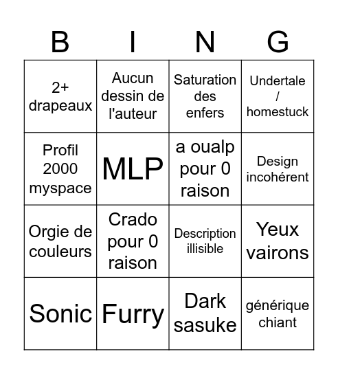 Art fight Bingo Card