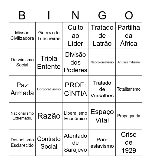 Razão Bingo Card