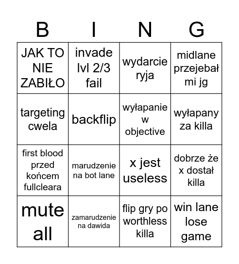 Hubson + Dawid duo moment Bingo Card