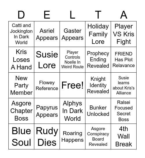 Me when she Deltas on my Rune until I Toby Bingo Card