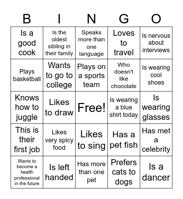 Find Someone Who Bingo Card