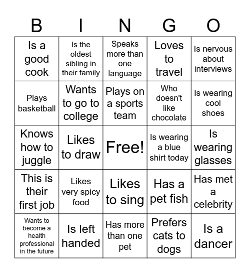 Find Someone Who Bingo Card