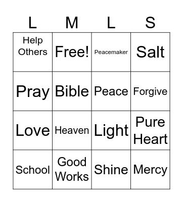 LET MY LIGHT SHINE! Bingo Card