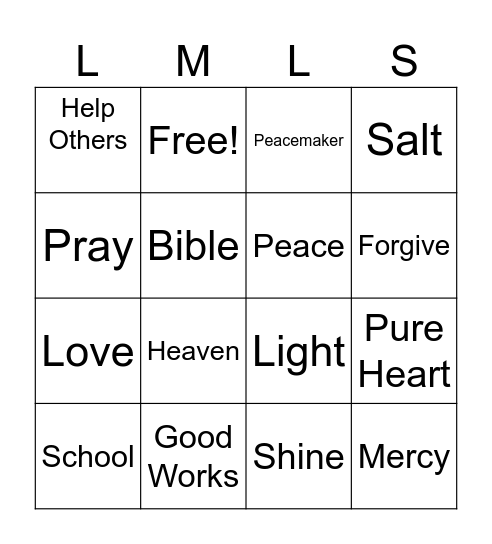 LET MY LIGHT SHINE! Bingo Card