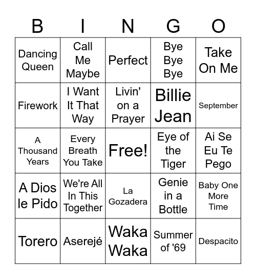 Bingo musical Bingo Card