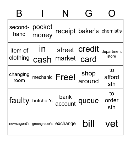 unit 7 vocabulary review Bingo Card