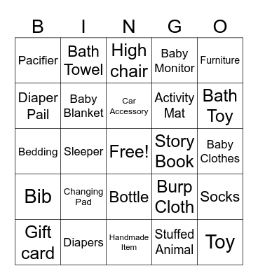Baby Bingo Card