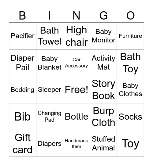 Baby Bingo Card