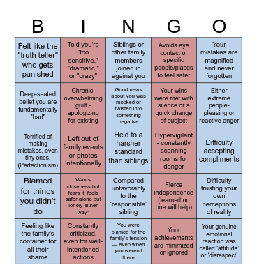 Scapegoat Bingo Card