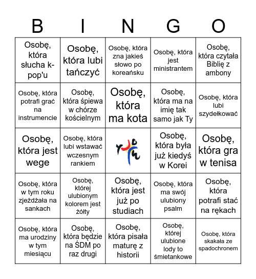 Znajdź wśród uczestników spotkania: Bingo Card