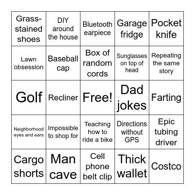 All Things Dad Bingo Card
