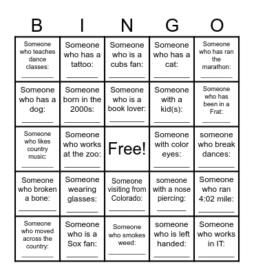 Birthday BINGO- Ice Breaker Bingo Card