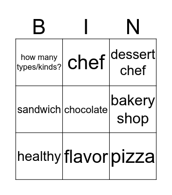 Bingo 3 English Bingo Card