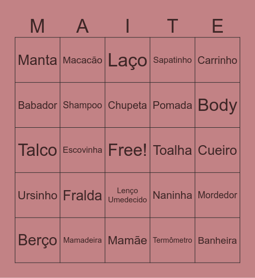 Chá da Maite Bingo Card