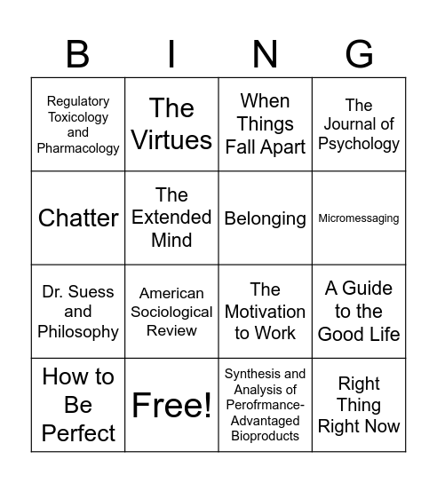 Values-Based Scientific Ethics Bingo Card