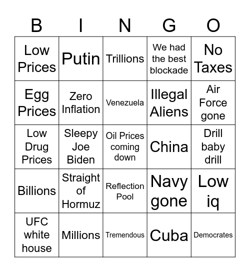 Trump Bingo Card
