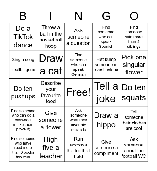 Last lesson before summer! Bingo Card