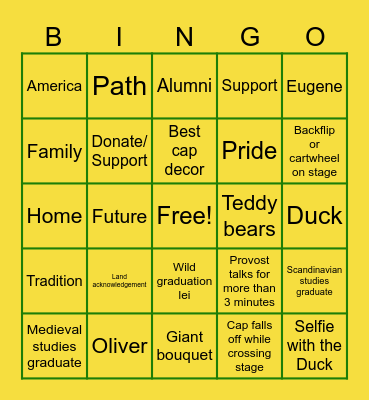 Graduation 2026 ceremony Bingo Card