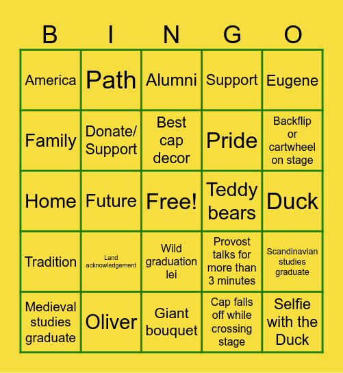 Graduation 2026 ceremony Bingo Card