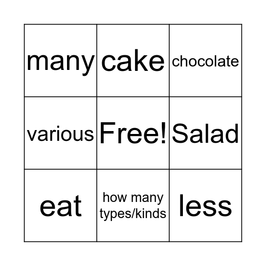 English bingo 2 Bingo Card