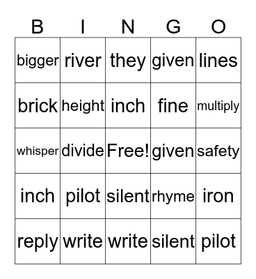 C-3 Bingo Card
