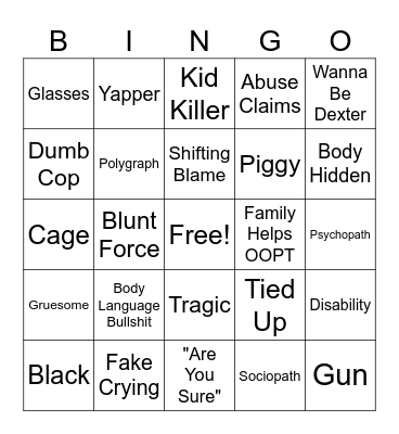 Crime Doc Bingo Card